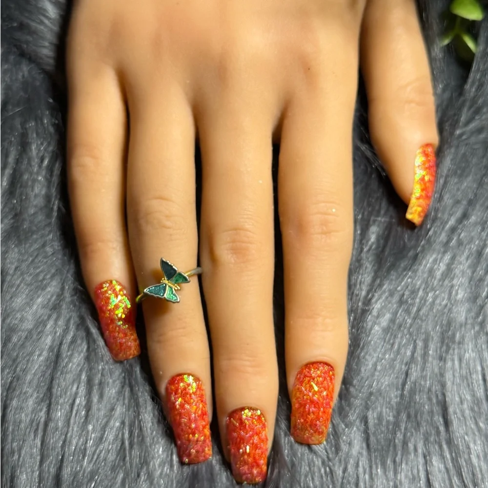 Silver‎ Crystal Floral Cocktail Ring and Gold Green Butterfly Stack Ring